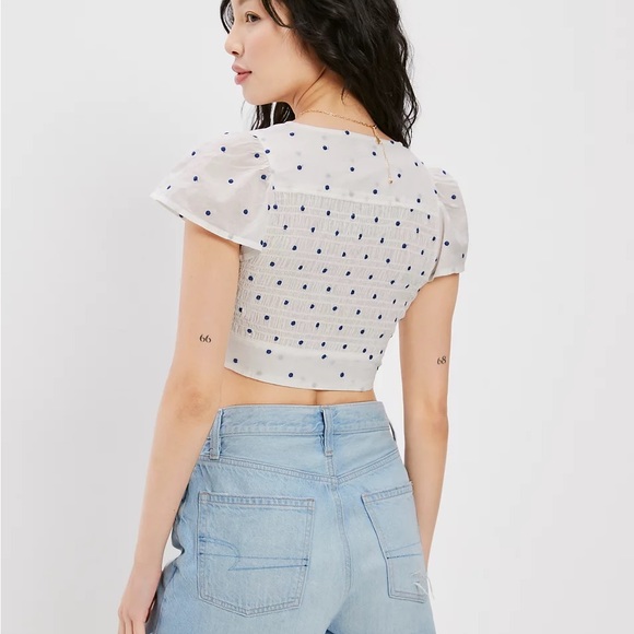 AMERICAN EAGLE SMOCKED TIE FRONT TOP - Picture 6 of 6